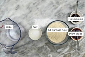 measured ingredient sin bowls for the popiah skin or wrapper