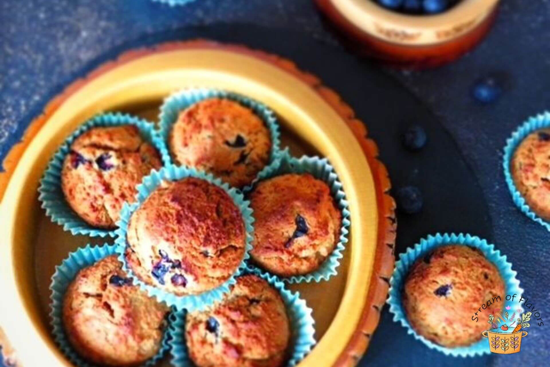 diabetic blueberry muffins in a serving dish