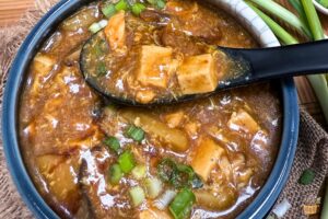 chicken hot and sour soup in a bowl