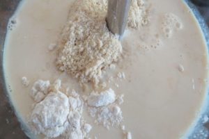 add the flour for the kesar pista kulfi