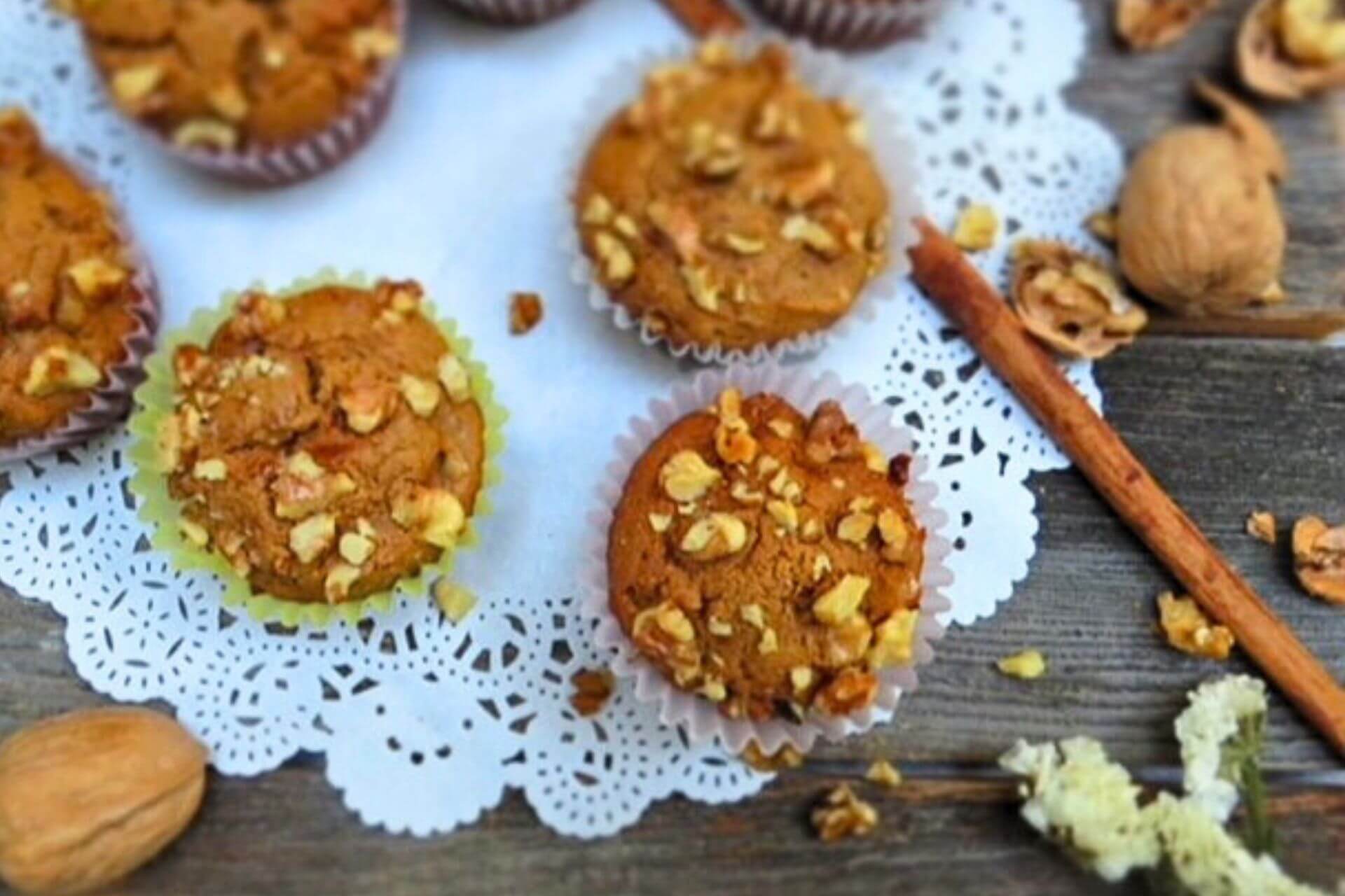 sugar-free apple muffins with walnuts on top