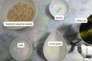 ingredients in bowls for tahini