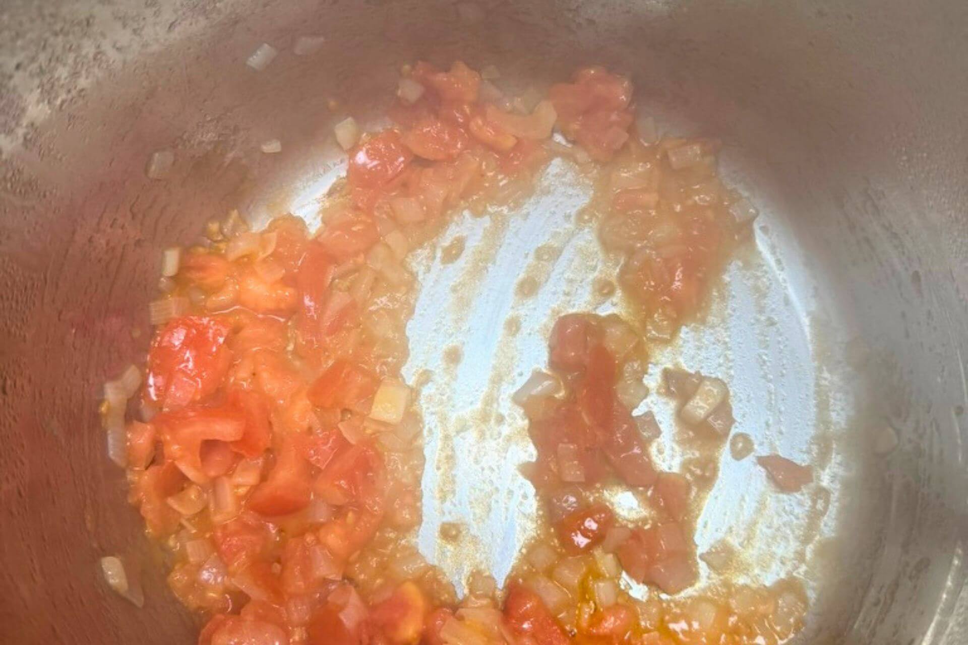 saute onions and the tomatoes