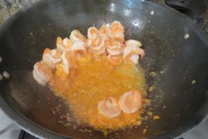 Saute the shrimp and the paste together