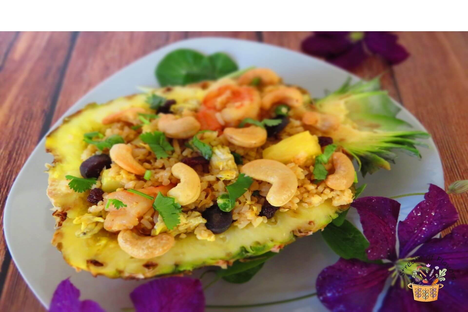 Thai Pineapple fried rice in a pineapple shell