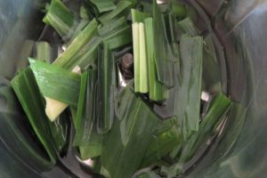 place pandan in a food processor with water