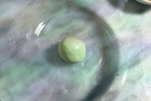 ball filled with gula Melaka and sealed