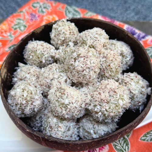 ondeh-ondeh made with my recipe in a bowl