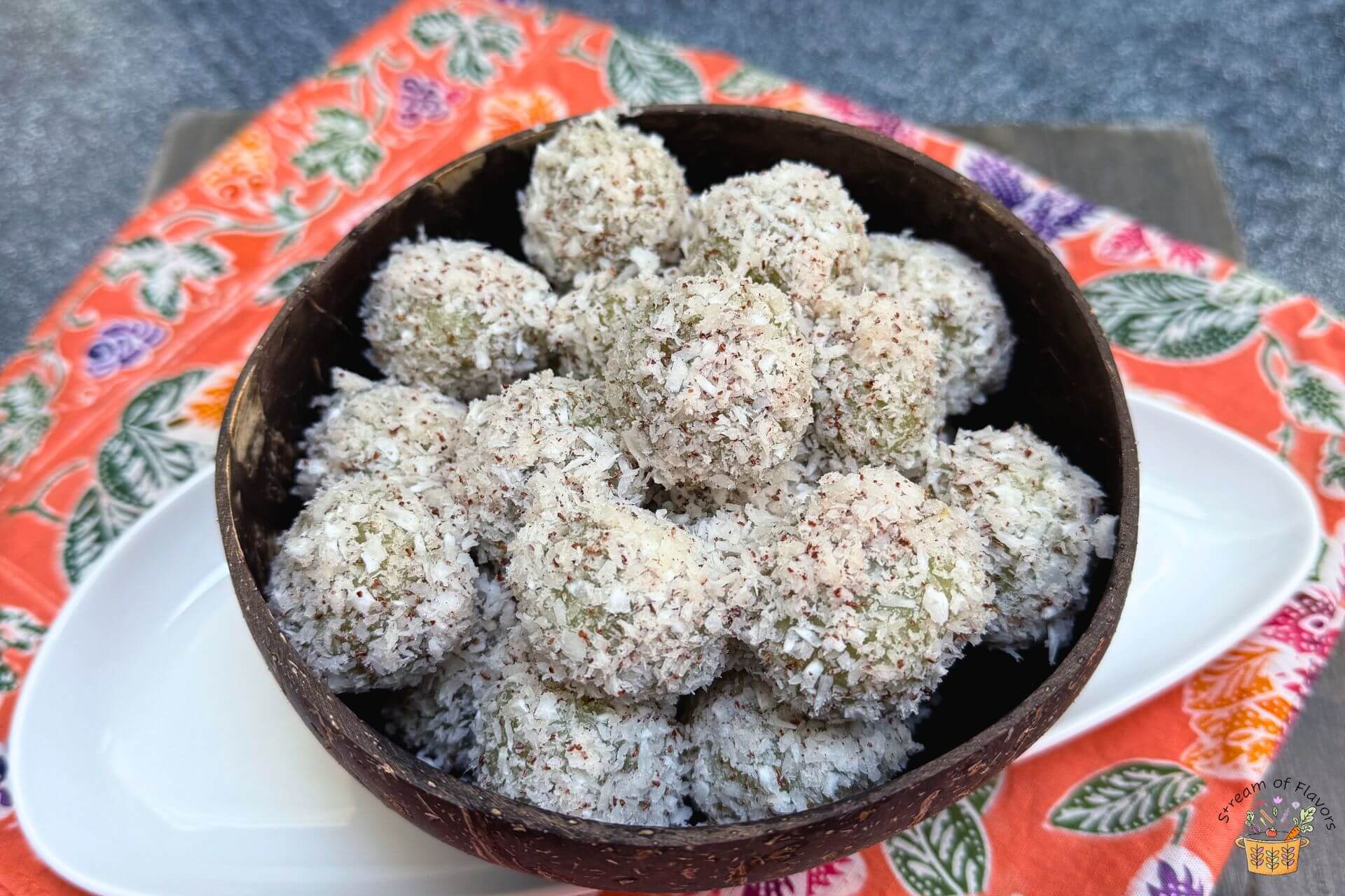 ondeh-ondeh made with my recipe in a bowl