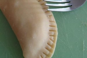 use a fork for the edges of the baked chicken empanadas