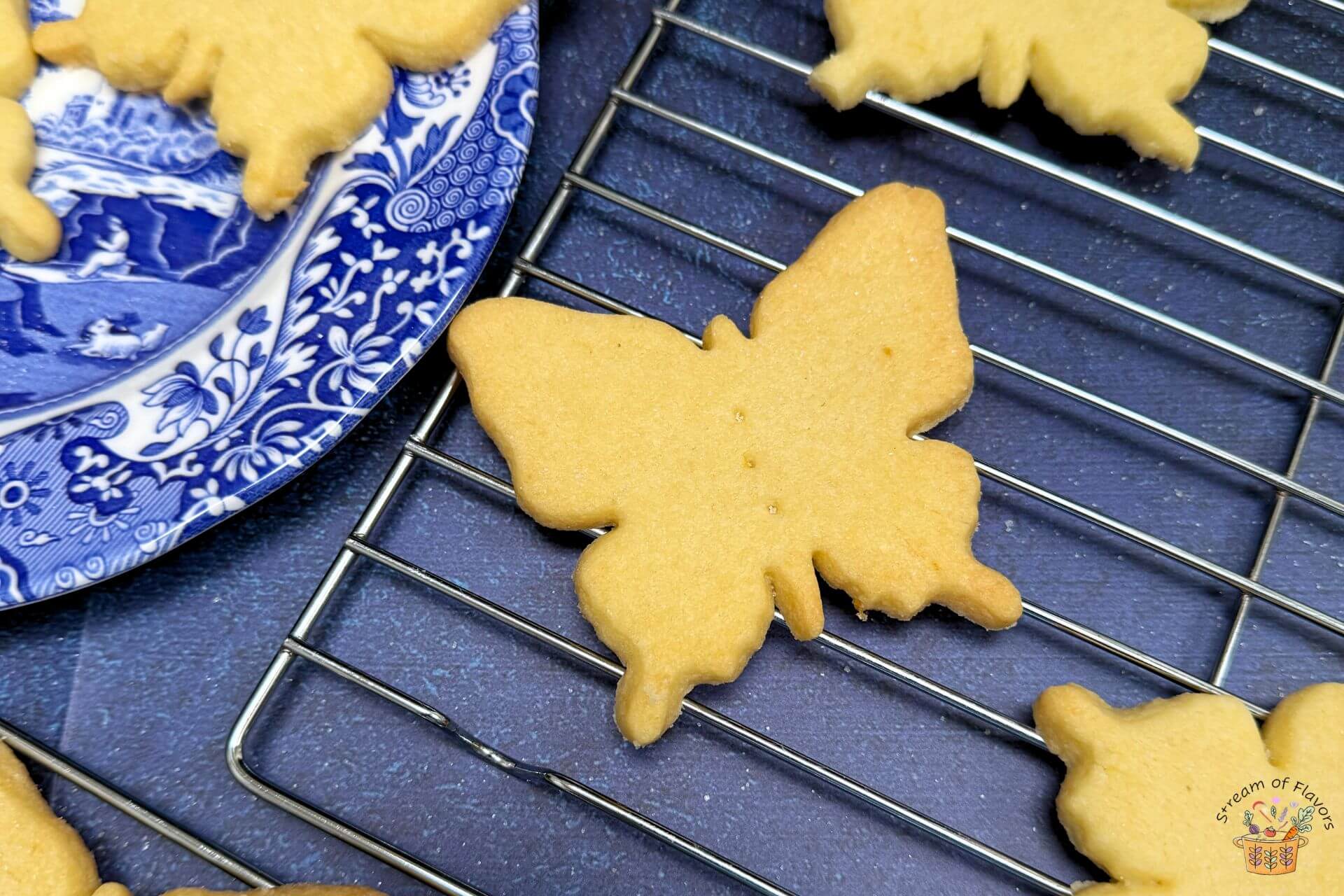 easy shortbread cookies on a wire rack