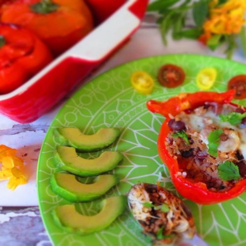 Mexican stuffed bell pepper on a plate