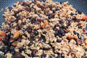 black beans with the ground chicken