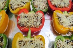 pepper halves topped with cheese