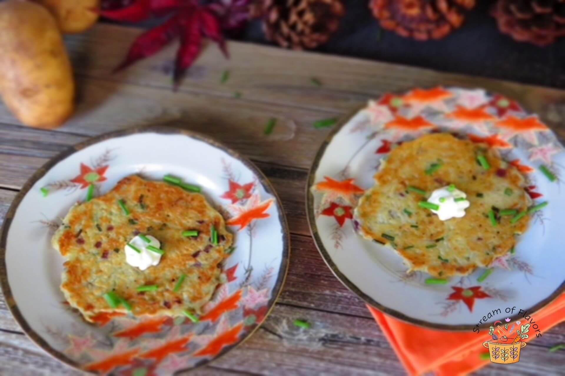 German potato pancakes on plates