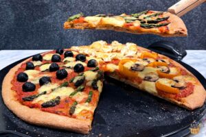 four seasons pizza sliced