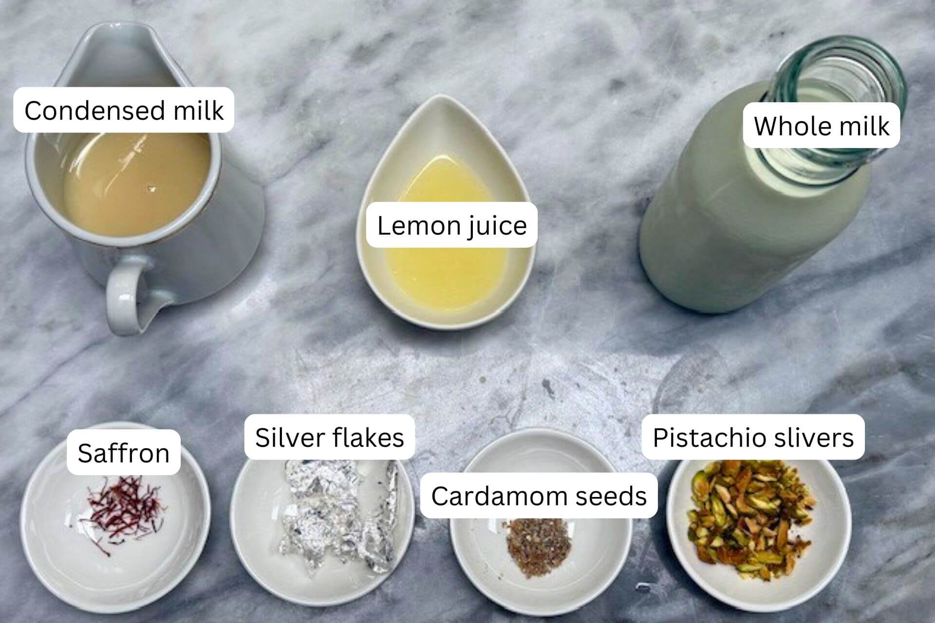 measured ingredients in bowls