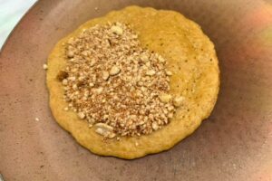 peanut filling on one half of the pancake