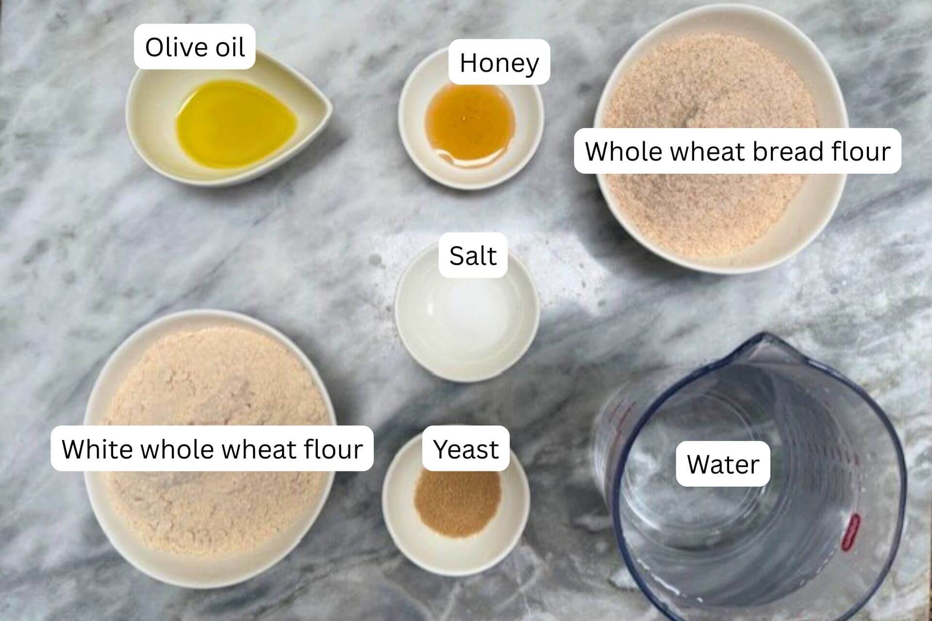 measured ingredients in bowls