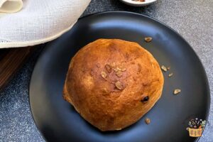 Bath buns on a black plate