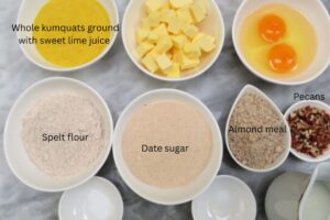 ingredients for the kumquat cake recipe