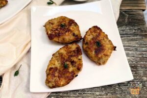 chicken rissole on a white plate