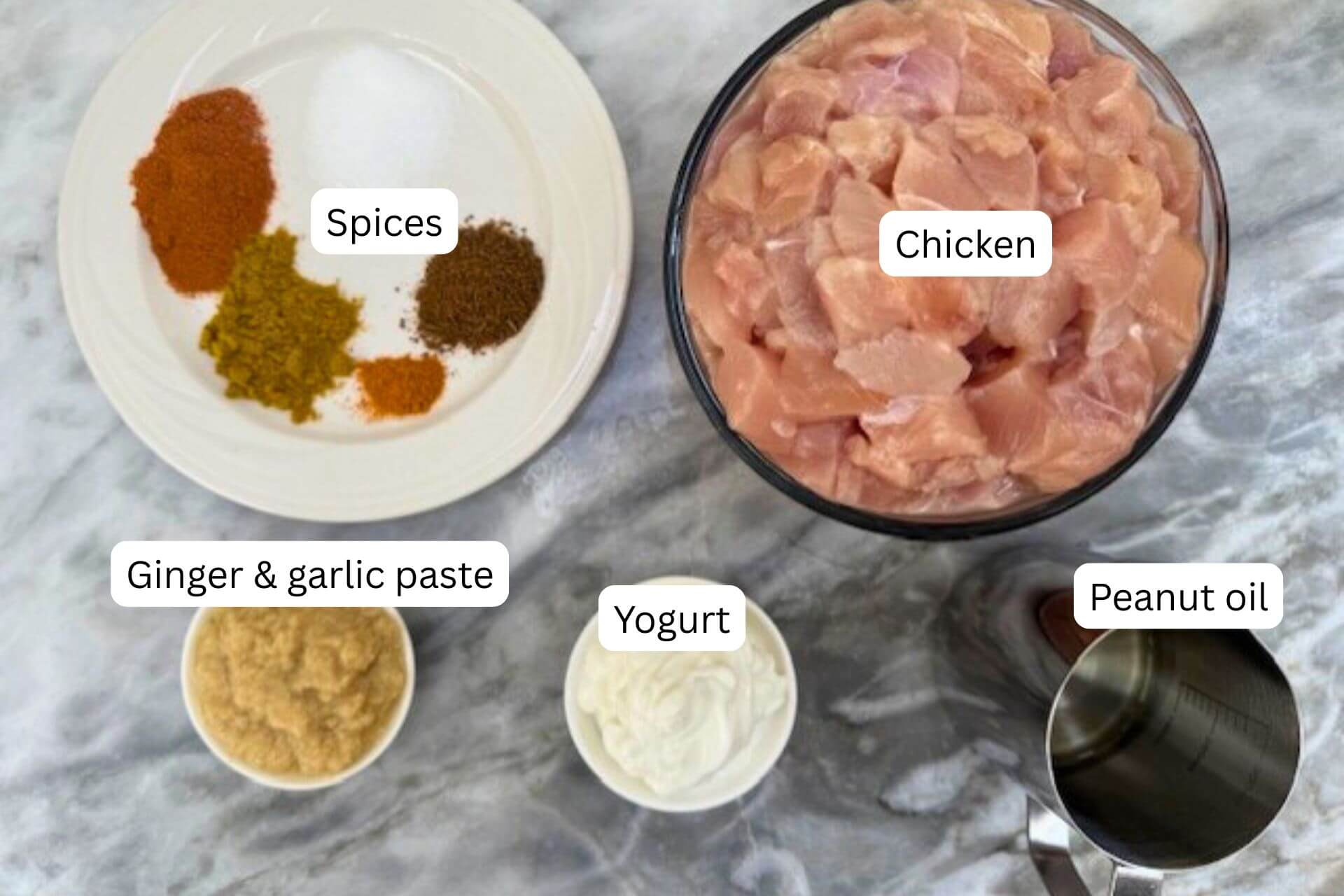 ingredients for the marinade for the chicken