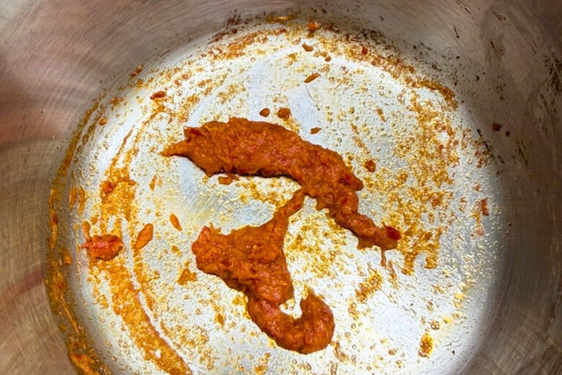 galangal, red chili and dried shrimp ground and sauteed in a pan