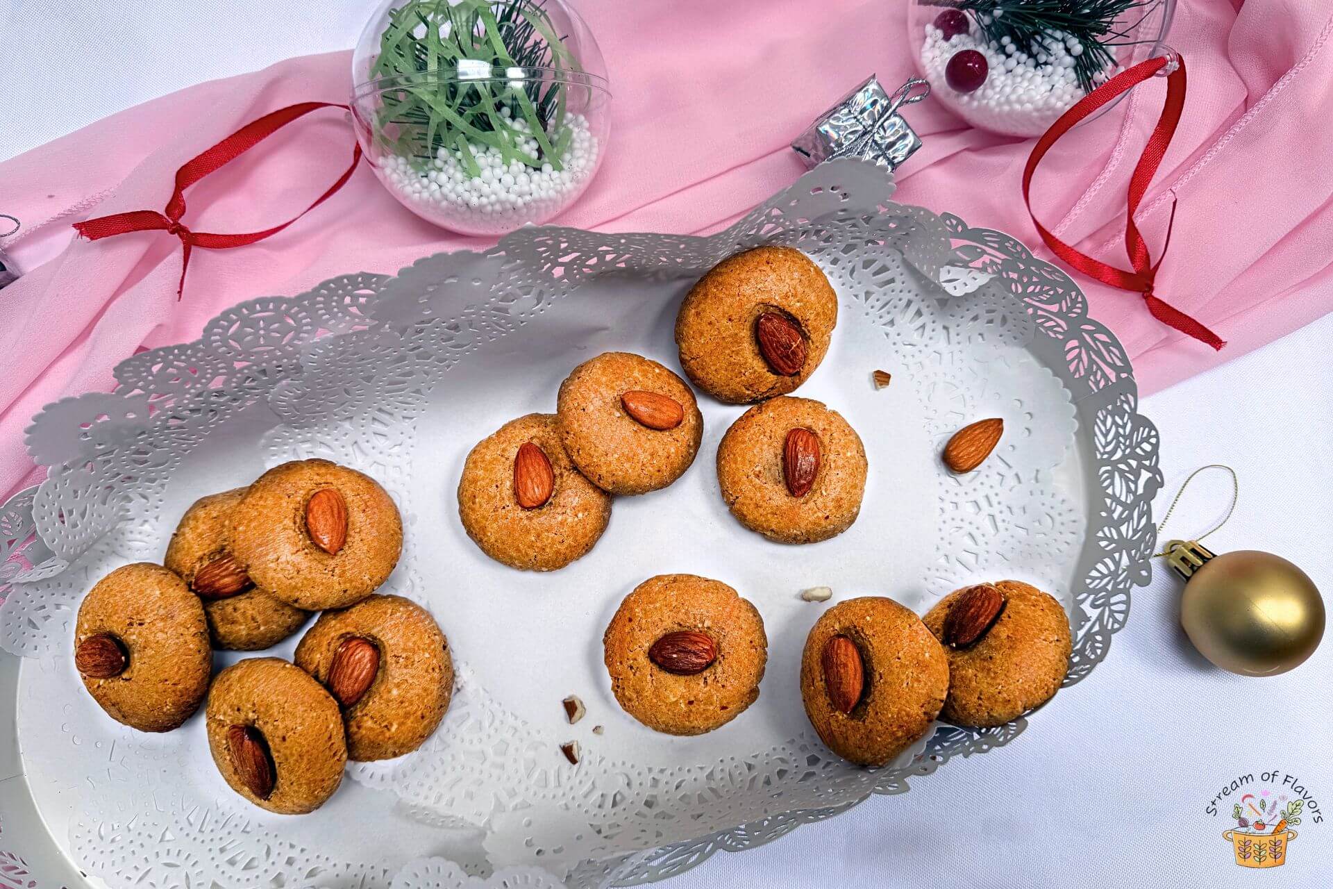 almond biscuits recipe in a white tray