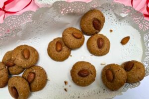 Almond biscuits recipe on a white tray