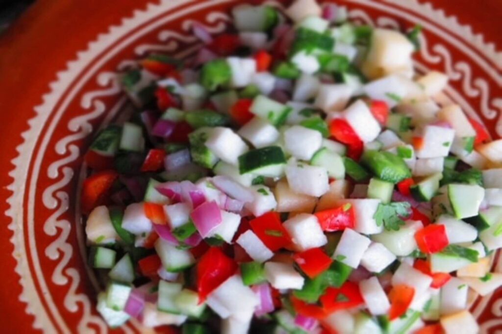 serve the jicama salsa in a bowl