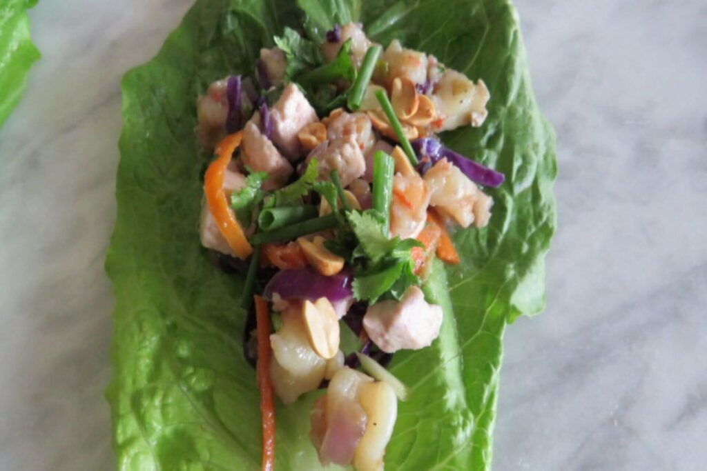thai shrimp lettuce wrap