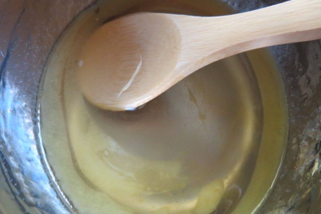 melted butter in sugar syrup