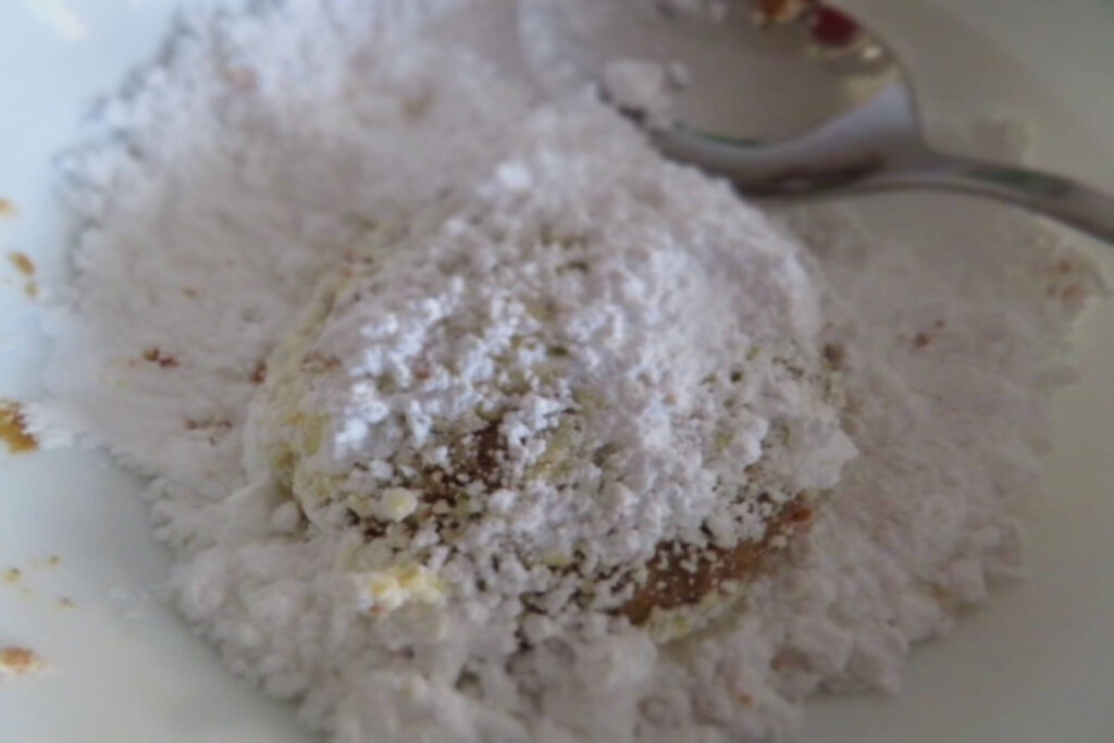 Mexican tea cakes dredged with icing sugar