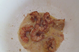 shrimp sauteed in a pot