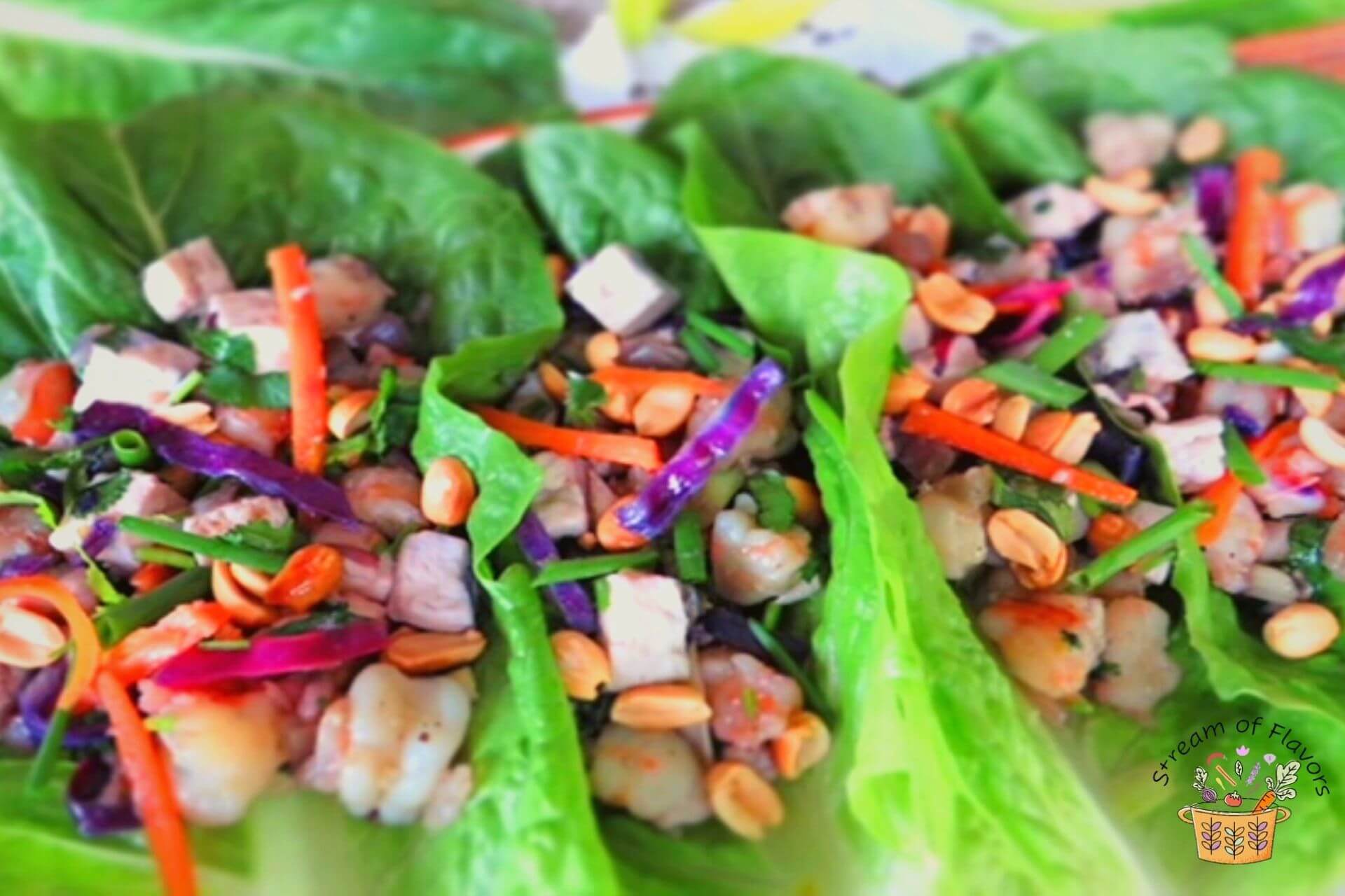 Thai shrimp lettuce wraps