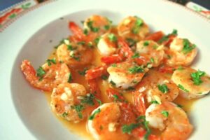 easy garlic butter shrimp in a plate