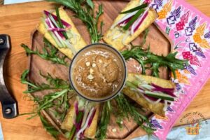 Tahu goreng recipe with peanut dressing in a bowl