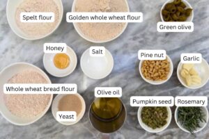 measured ingredients in bowls