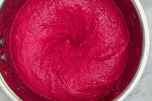 roasted beet hummus in a grinder