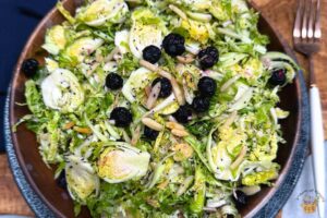 shaved brussels sprouts salad with blueberries