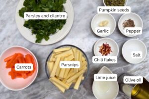 measured ingredients in bowls