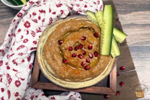 lebanese baba ganoush with cucumber sticks