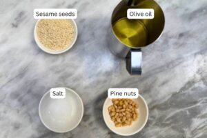measured ingredients in bowls