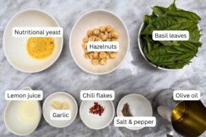 measured ingredients in bowls