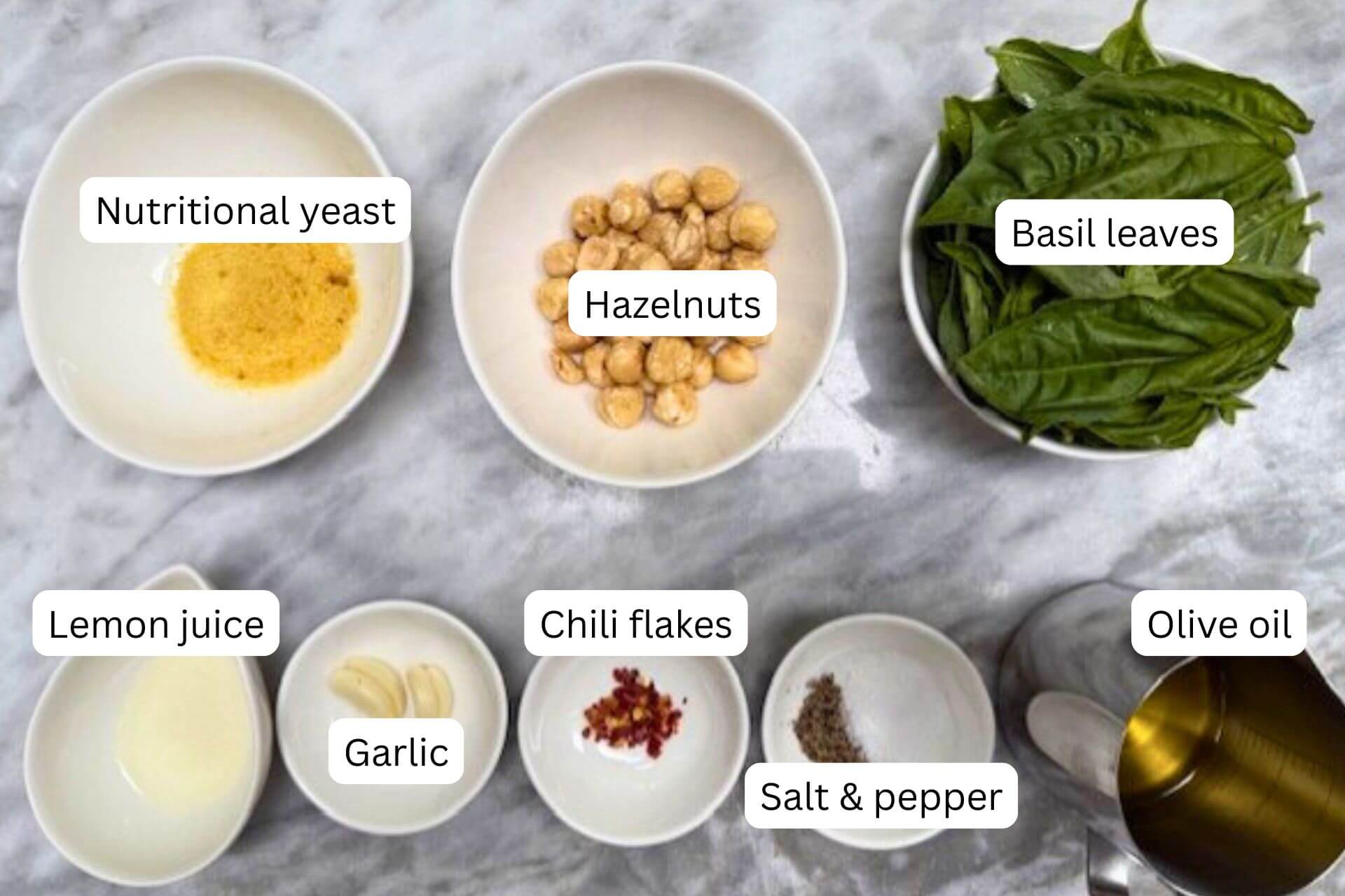 measured ingredients in bowls