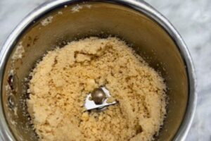 ground hazelnuts in a spice grinder