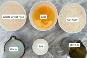 measured ingredients in bowls for the ravioli