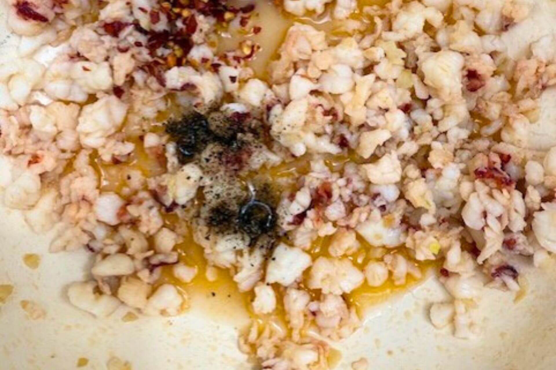 lobster meat cooked with garlic and spices