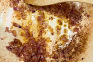 onion caramelized for the sauce